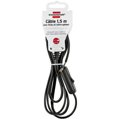 brennenstuhl Straight Type C Euro Plug to Unterminated Power Cable Assembly, 1.5m