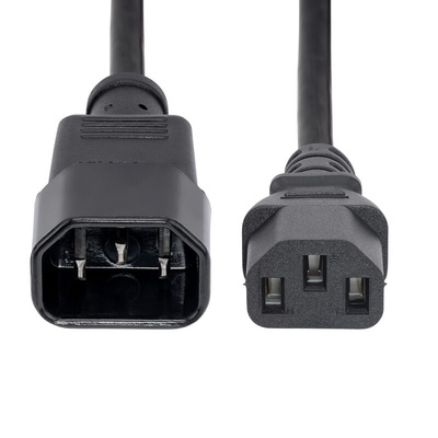 StarTech.com Straight IEC C13 Socket to Straight IEC C14 Plug Power Cord, 1m