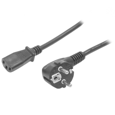 StarTech.com Right Angle CEE 7/7 Plug to Straight IEC C13 Socket Power Cord, 2m