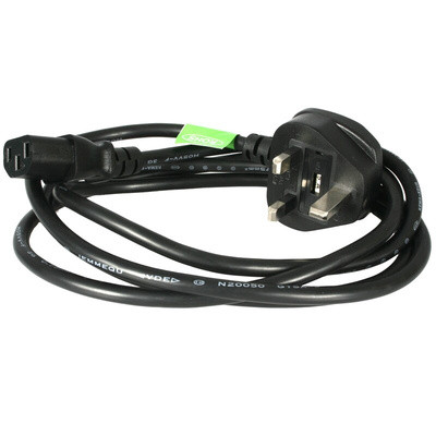 StarTech.com Right Angle Type G UK Plug to Straight IEC C13 Socket Power Cord, 1.8m