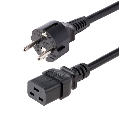 StarTech.com Right Angle CEE 7/7 Plug to Straight C19 Socket Power Cord, 2m