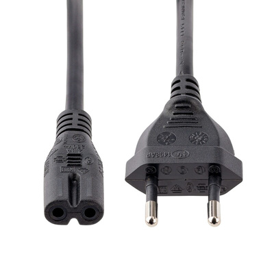 StarTech.com Straight CEE 7/16 Plug to Straight IEC C7 Socket Power Cord, 1m