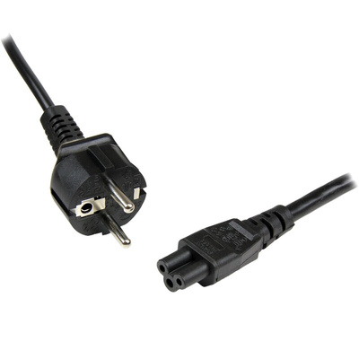 StarTech.com Right Angle CEE 7/7 Plug to Straight IEC C5 Socket Power Cord, 2m