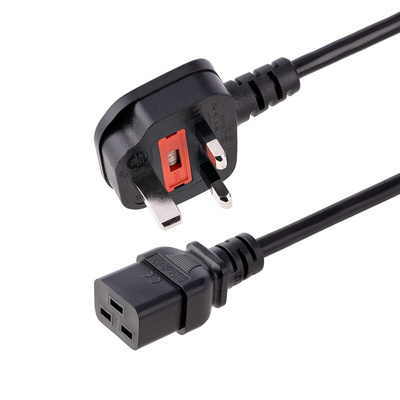 StarTech.com Right Angle CEE 7/7 Plug to Straight IEC C13 Socket Power Cord, 2m