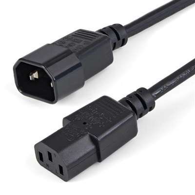 StarTech.com Straight IEC C13 Socket to Straight IEC C14 Plug Power Cord, 1m