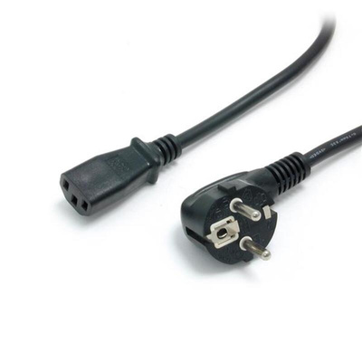 StarTech.com Right Angle CEE 7/7 Plug to Straight IEC C13 Socket Power Cord, 2m