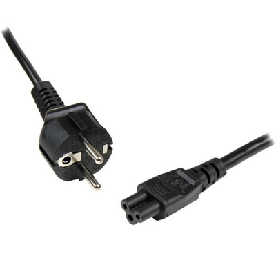 StarTech.com Straight CEE 7/7 Plug to Straight IEC C5 Socket Power Cord, 1m