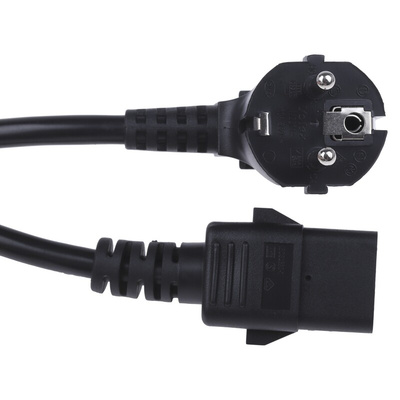 RS PRO IEC C19 Socket to CEE 7/7 Plug Power Cord, 2m