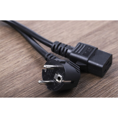 RS PRO IEC C19 Socket to CEE 7/7 Plug Power Cord, 2m