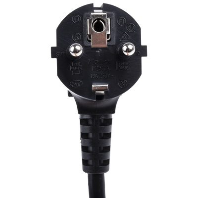 RS PRO Straight IEC C13 Socket to Straight CEE 7/7 Plug Power Cable, 5m