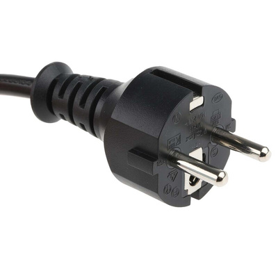 RS PRO IEC C13 x 2 Socket to CEE 7/7 Plug Power Cord, 2.4m