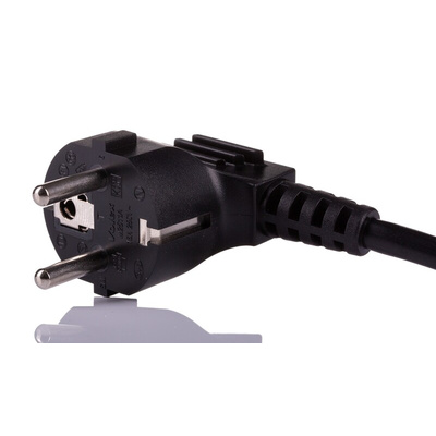 RS PRO Straight IEC C13 Socket to Right Angle CEE 7/7 Plug Power Cord, 2.5m