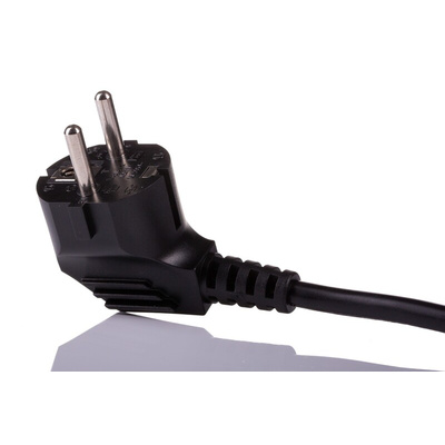 RS PRO Straight IEC C13 Socket to Right Angle CEE 7/7 Plug Power Cord, 2.5m