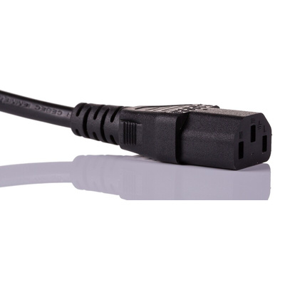 RS PRO Straight IEC C13 Socket to Right Angle CEE 7/7 Plug Power Cord, 2.5m