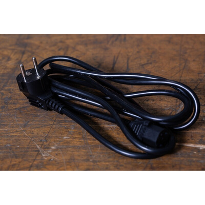RS PRO Straight IEC C13 Socket to Right Angle CEE 7/7 Plug Power Cord, 2.5m