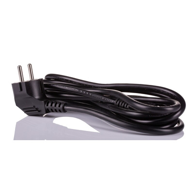 RS PRO Straight IEC C13 Socket to Right Angle CEE 7/7 Plug Power Cord, 2.5m