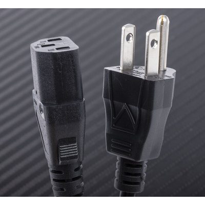 RS PRO IEC C13 Socket to Type B US Plug Plug Power Cord, 2.5m