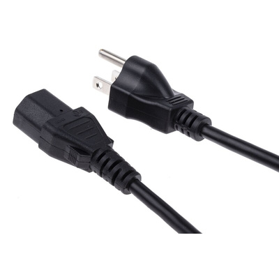RS PRO IEC C13 Socket to Type B US Plug Plug Power Cord, 2.5m