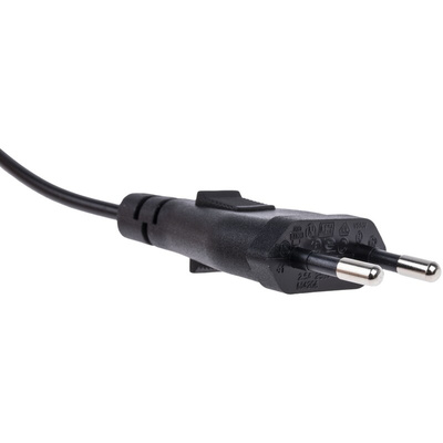 RS PRO IEC C7 Socket to Type C Europlug Plug Power Cord, 1.8m