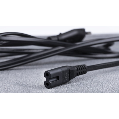 RS PRO IEC C7 Socket to Type C Europlug Plug Power Cord, 1.8m