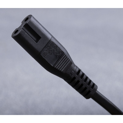 RS PRO IEC C7 Socket to Type C Europlug Plug Power Cord, 1.8m