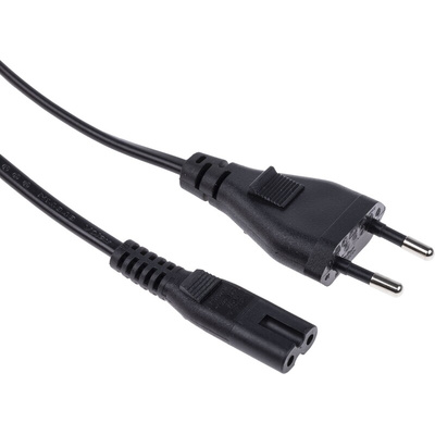 RS PRO IEC C7 Socket to Type C Europlug Plug Power Cord, 1.8m