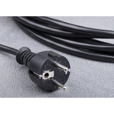 RS PRO Straight IEC C13 Socket to Straight CEE 7/7 Plug Power Cable Assembly, 2.5m