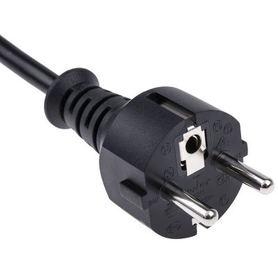RS PRO Straight IEC C13 Socket to Straight CEE 7/7 Plug Power Cable Assembly, 2.5m