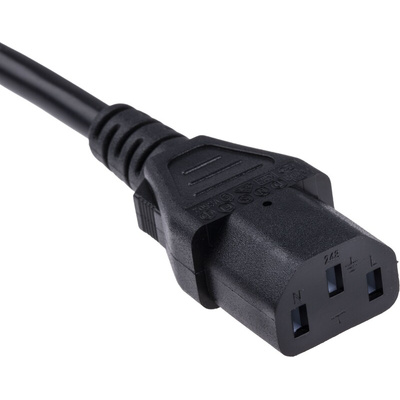 RS PRO Straight IEC C13 Socket to Straight CEE 7/7 Plug Power Cable Assembly, 2.5m