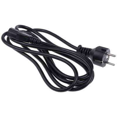 RS PRO Straight IEC C13 Socket to Straight CEE 7/7 Plug Power Cable Assembly, 2.5m
