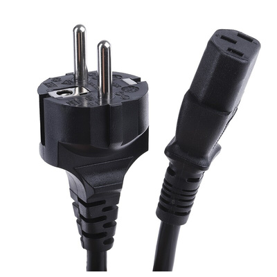 RS PRO IEC C13 Socket to CEE 7/7 Plug Power Cord, 1m