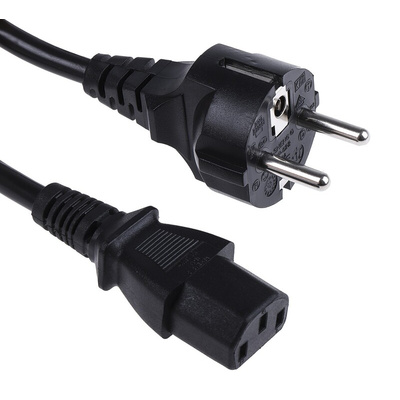 RS PRO IEC C13 Socket to CEE 7/7 Plug Power Cord, 1m