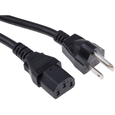 RS PRO IEC C13 Socket to Type B US Plug Plug Power Cord, 2m