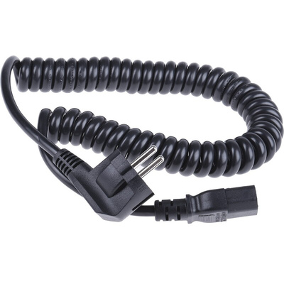 RS PRO IEC C13 Socket to Type F German Plug Power Cord, 2.5m