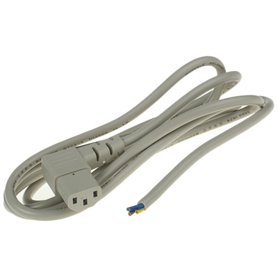 RS PRO IEC C13 Socket to Unterminated Socket Power Cord, 2m