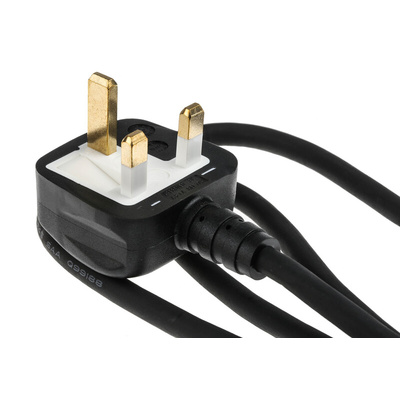 RS PRO IEC C15 Socket to Type G UK Plug Power Cord, 2m