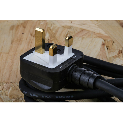 RS PRO IEC C15 Socket to Type G UK Plug Power Cord, 2m