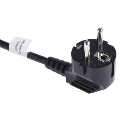 RS PRO IEC C13 x 2 Socket to CEE 7/7 Plug Power Cord, 2.5m