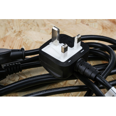 RS PRO IEC C13 x 2 Socket to Type G UK Plug Power Cord, 2.5m