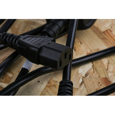 RS PRO IEC C13 x 2 Socket to Type G UK Plug Power Cord, 2.5m