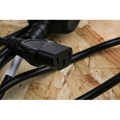 RS PRO IEC C13 x 2 Socket to Type G UK Plug Power Cord, 2.5m