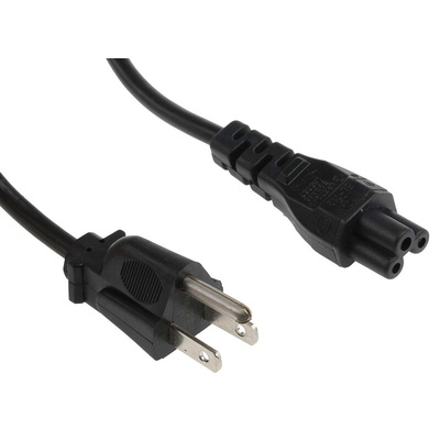 Phihong IEC C5 Socket to Type B NEMA 5-15 Plug Power Cord, 1.8m