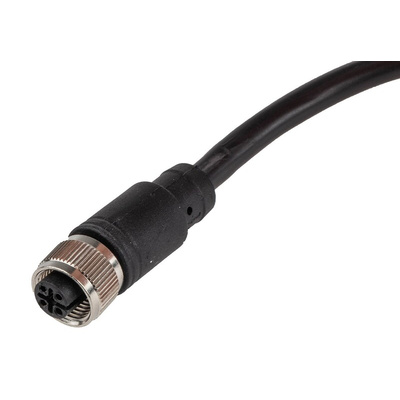 RS PRO Straight Female 4 way M12 to Straight Male 4 way M12 Sensor Actuator Cable, 5m