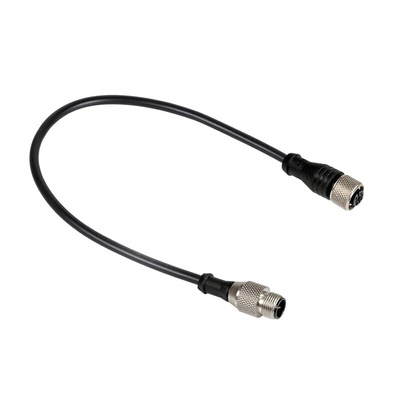 RS PRO Straight Female 3 way M12 to Straight Male 3 way M12 Sensor Actuator Cable, 2m