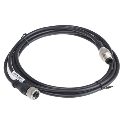 RS PRO Female 4 way M12 to Male 4 way M12 Sensor Actuator Cable, 2m