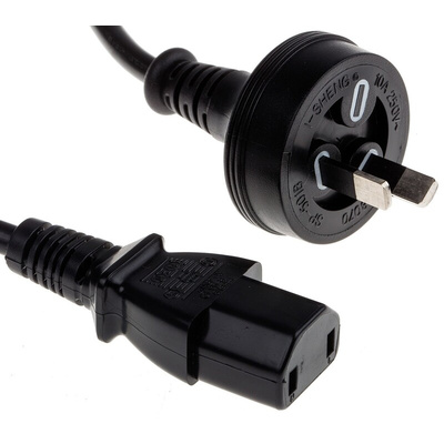 RS PRO IEC C17 Socket to Type I Australian Plug Power Cord, 2m