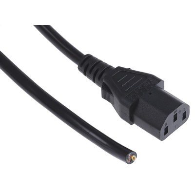 RS PRO IEC C13 Socket to Unterminated Socket Power Cord, 5m