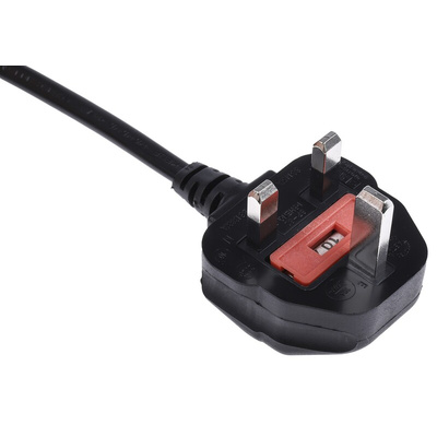 RS PRO IEC C17 Socket to Type G UK Plug Power Cord, 2m
