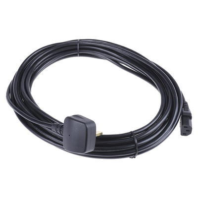 RS PRO IEC C13 Socket to Type G UK Plug Power Cord, 10m