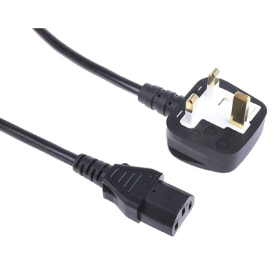 RS PRO IEC C13 Socket to Type G UK Plug Power Cord, 10m